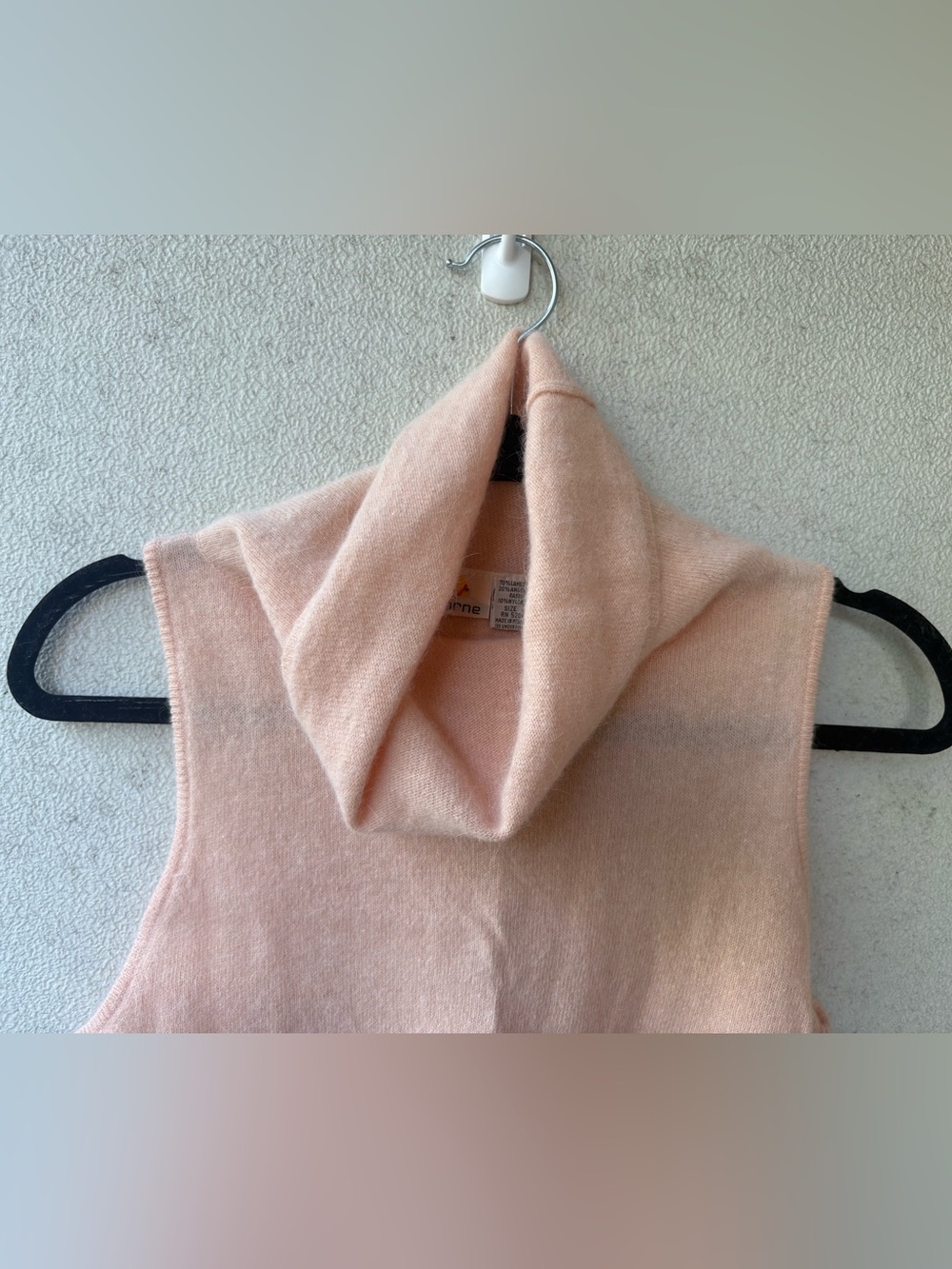Vintage Liz Claiborne Angora Lambswool Sweater Vest M Peach Cowl Neck - Picture 3 of 8
